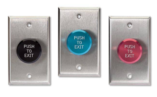 Pushplate 120 in black, blue and red